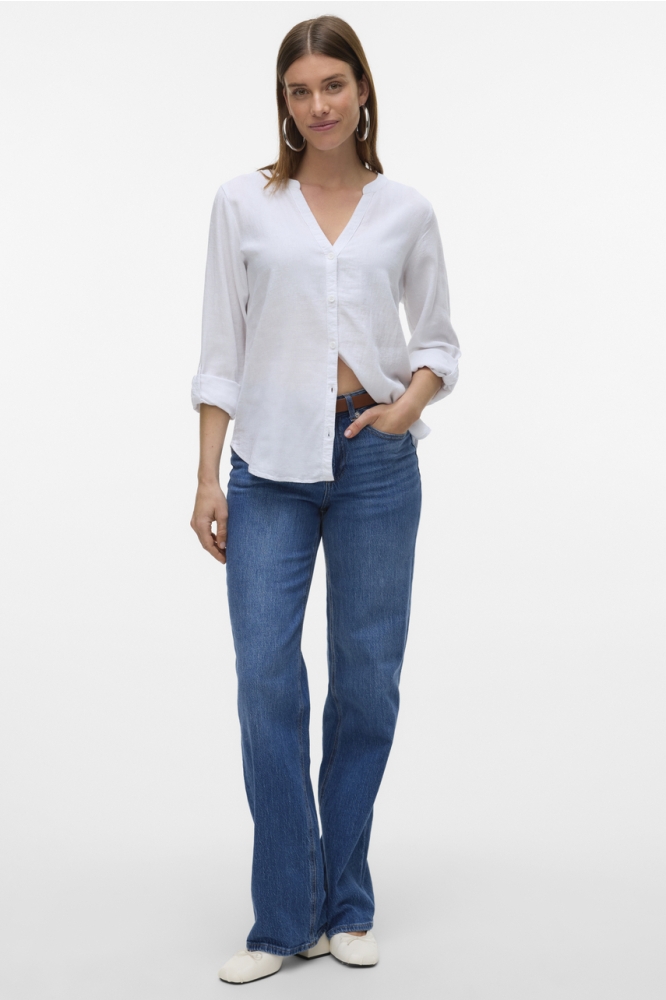 VMLINN LS V-NECK SHIRT WVN NOOS 10323030 SNOW WHITE